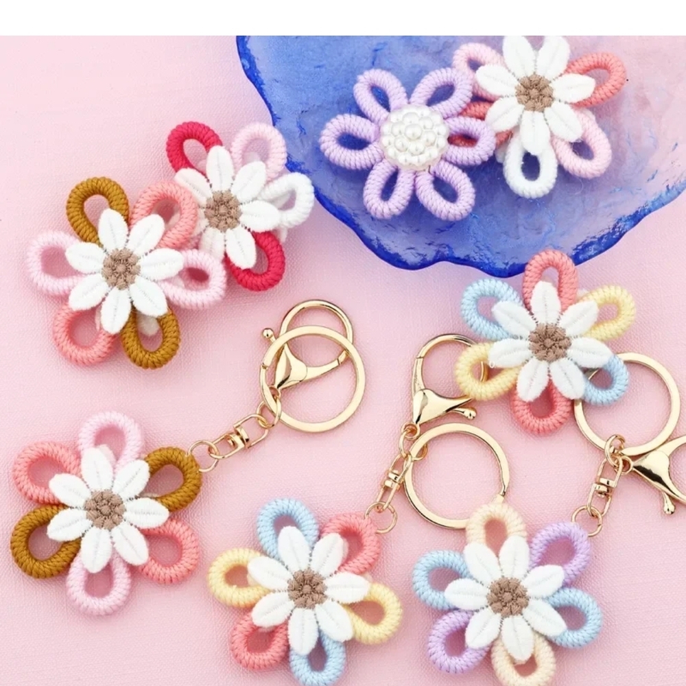 Pastel Flower Purse Charm/Keychain 3 Pcs. - Picture 5 of 6